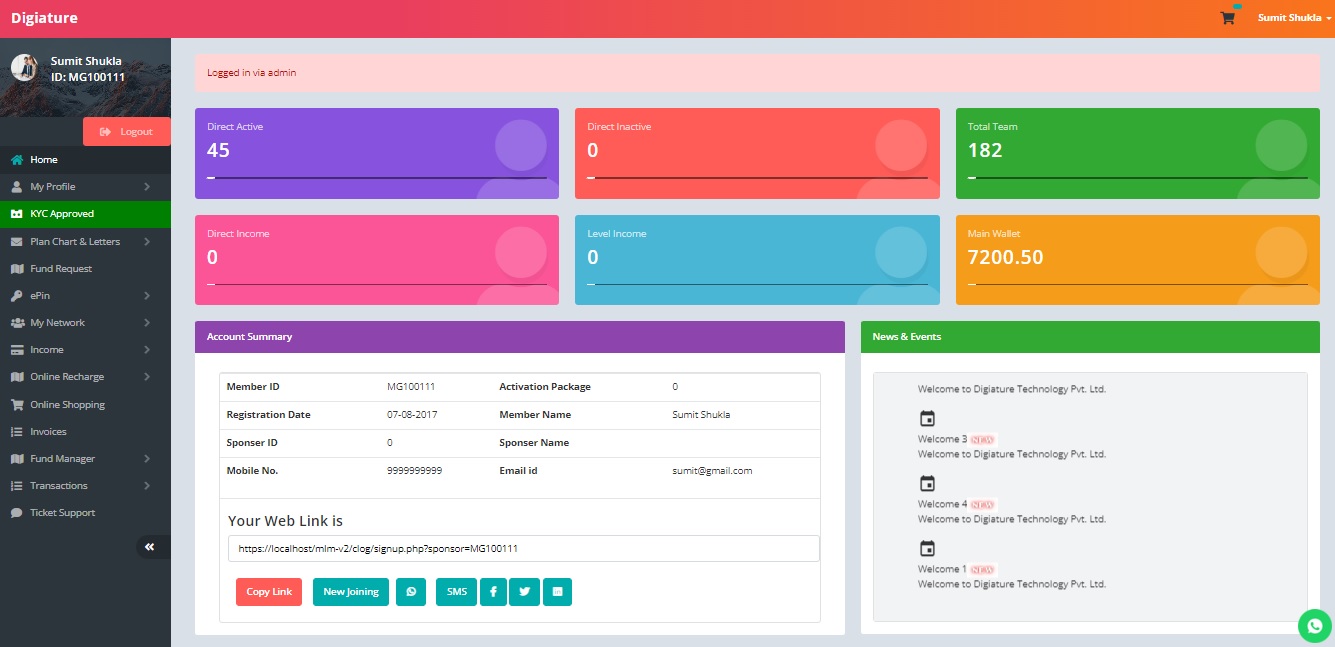 MLM Demo - Member Login - MPT1006